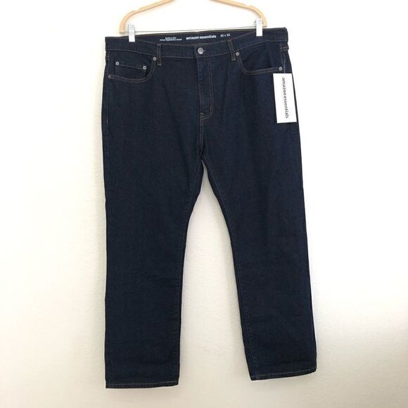 NWT Amazon Essentials Men’s Slim Fit Bootcut Blue Dark Wash Jeans Size 40x30 - Picture 3 of 10